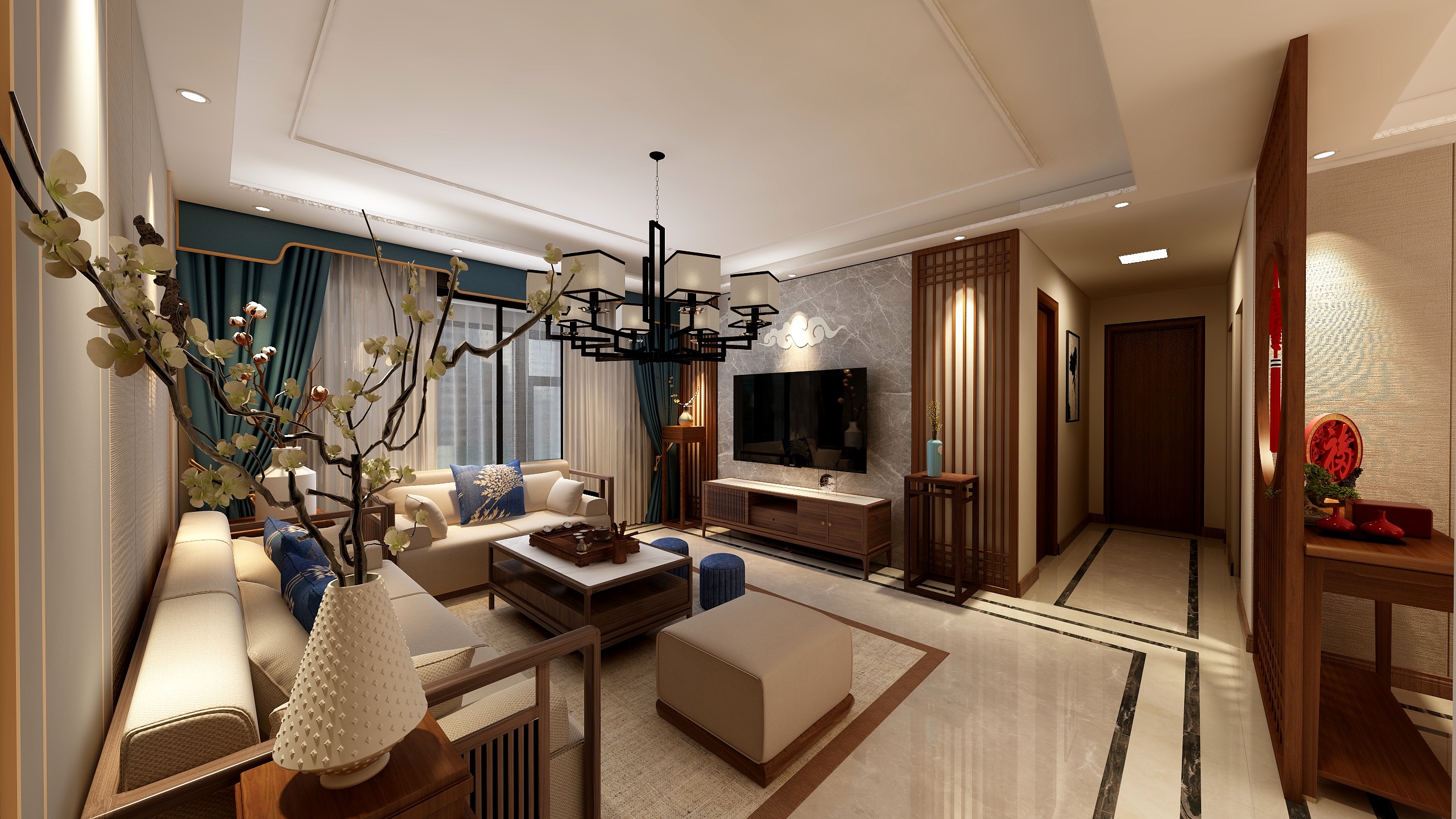 南阳山人-清雅一室，美满一世，阳光城檀府新中式张宅-装修设计方案