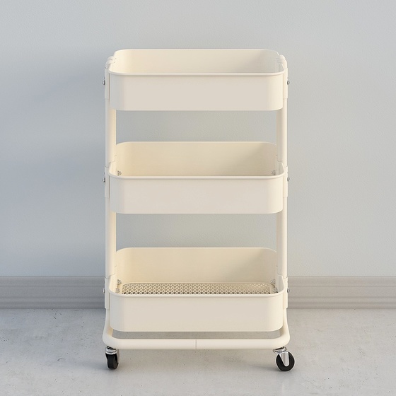 White Multi-Layer Storage Rack 3D Model for Versatile Spaces