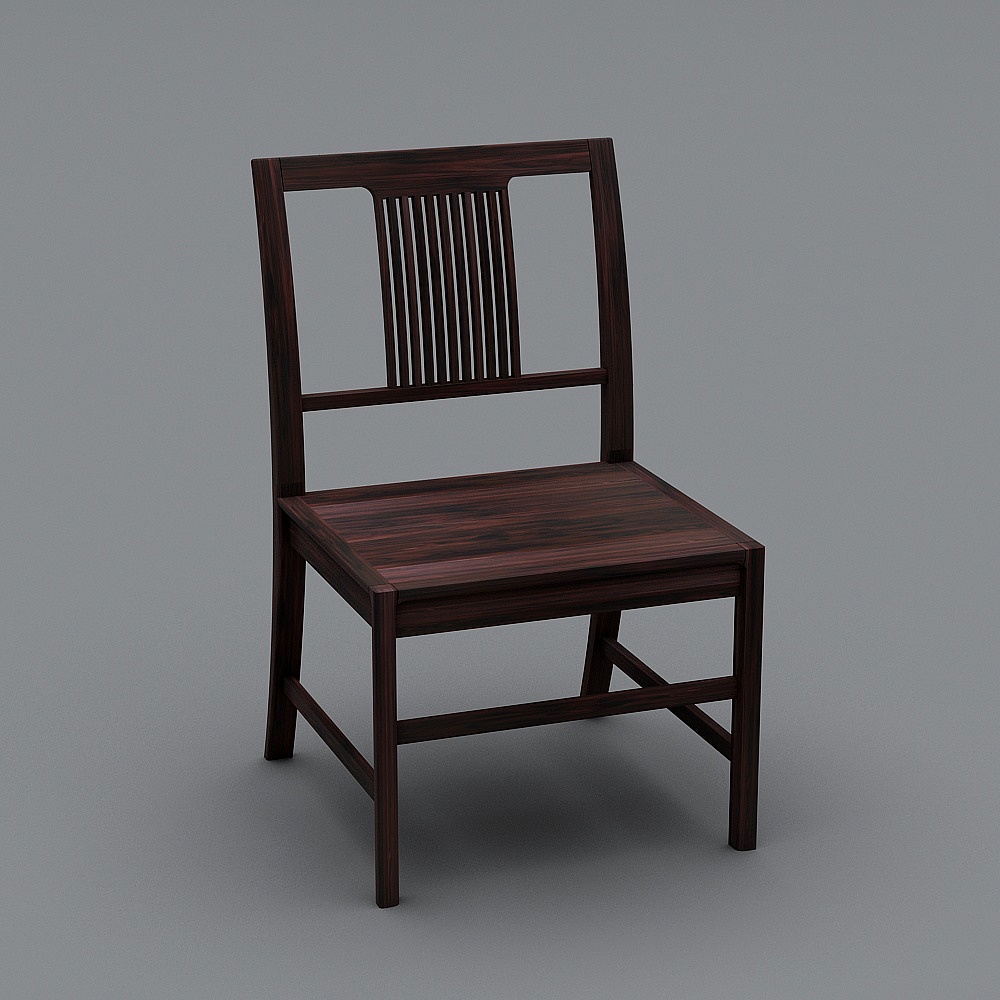 敲棋-餐椅(无扶手)-餐椅无软包3D模型