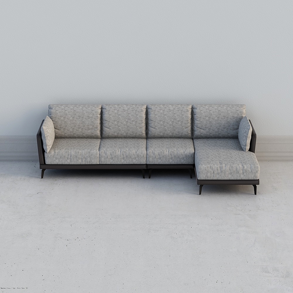 优梵艺术阿尔诺意式ins轻奢风科技布艺沙发客厅四人L型极简约现代3D模型