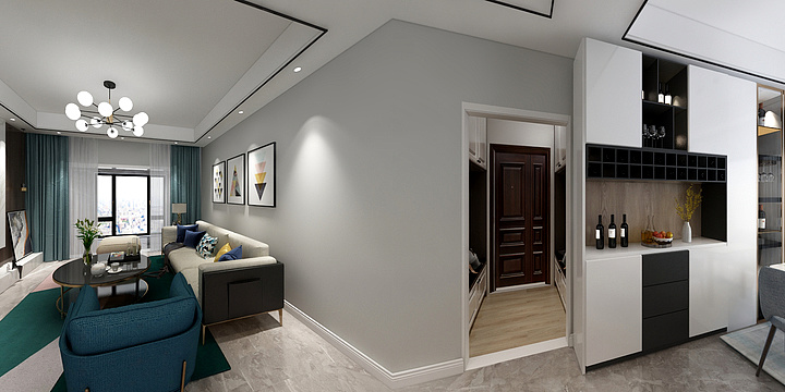 空间设计师姜伟-金大地黑白灰简约-装修设计方案