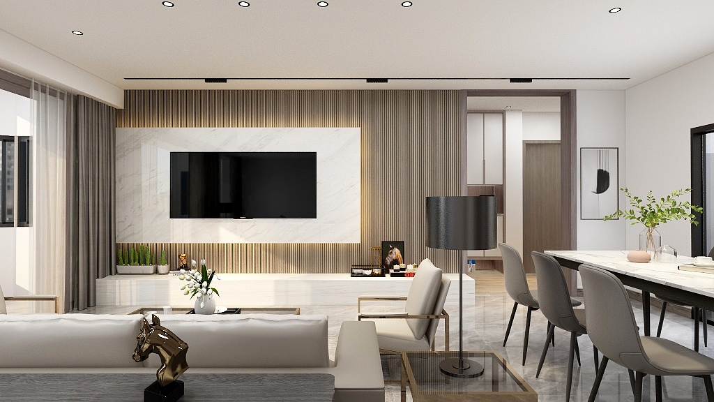 悟成大白鲨-江南华府（客厅背景）-装修设计方案