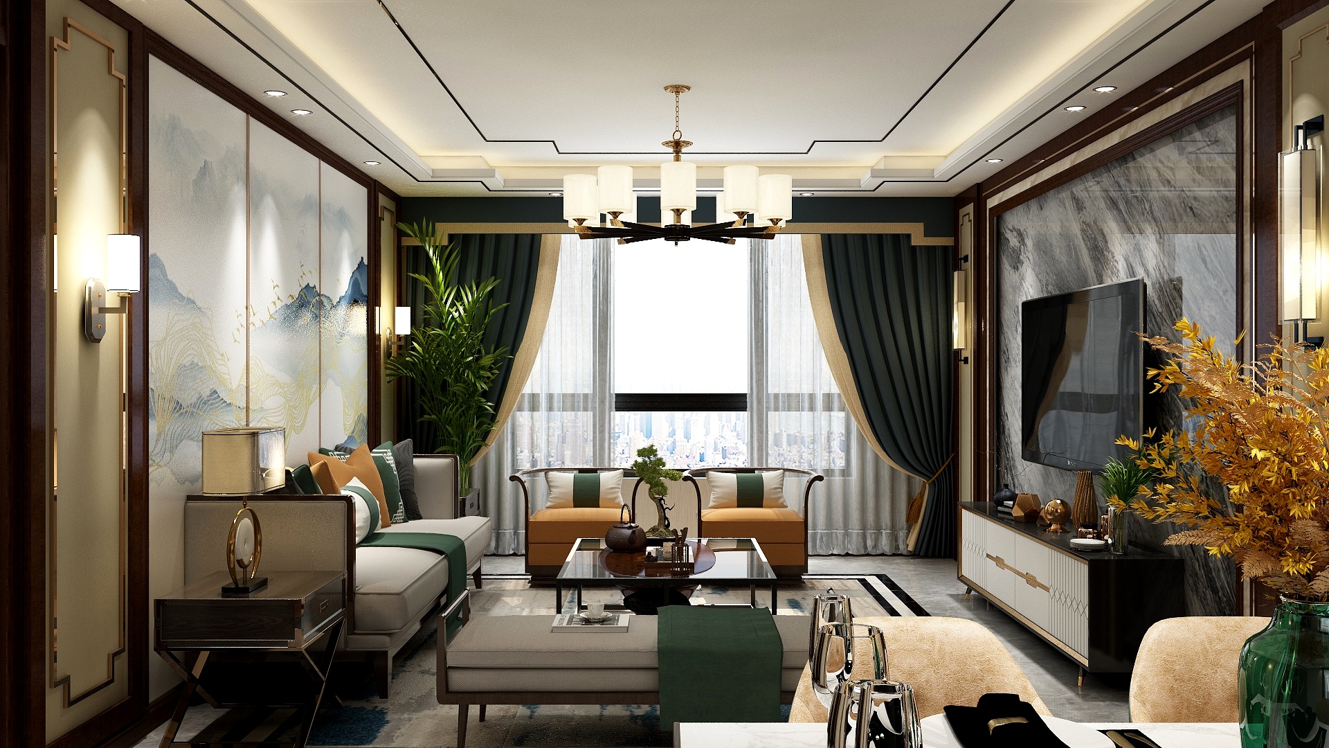 时代灵魂-132平新中式装修效果图