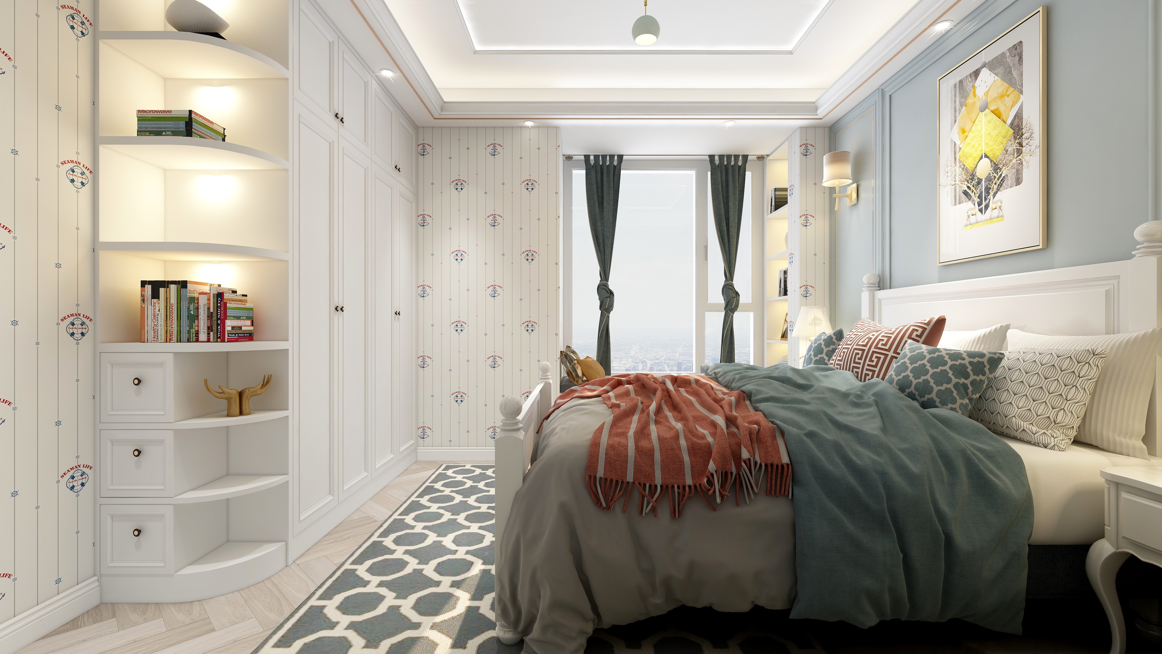 设计师丨胡月平-159平欧式四居室装修效果图