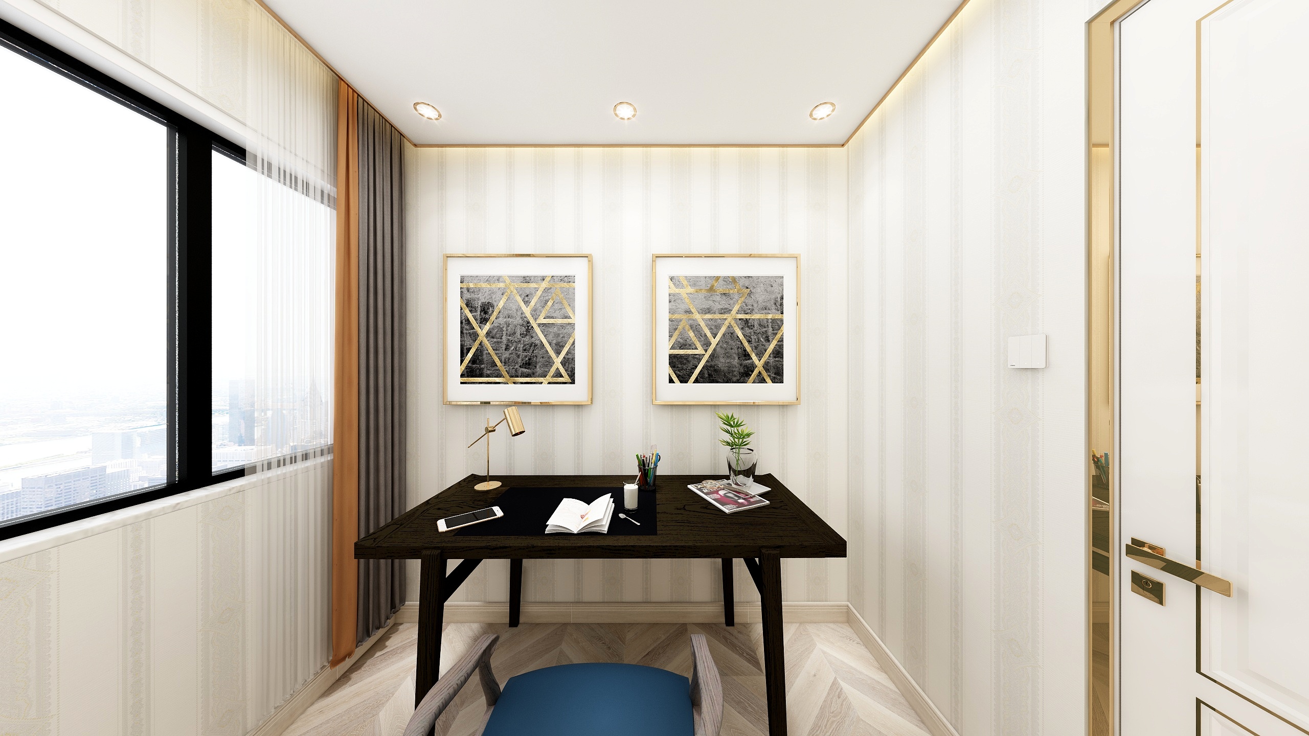 何宗建-127平轻奢三居装修效果图