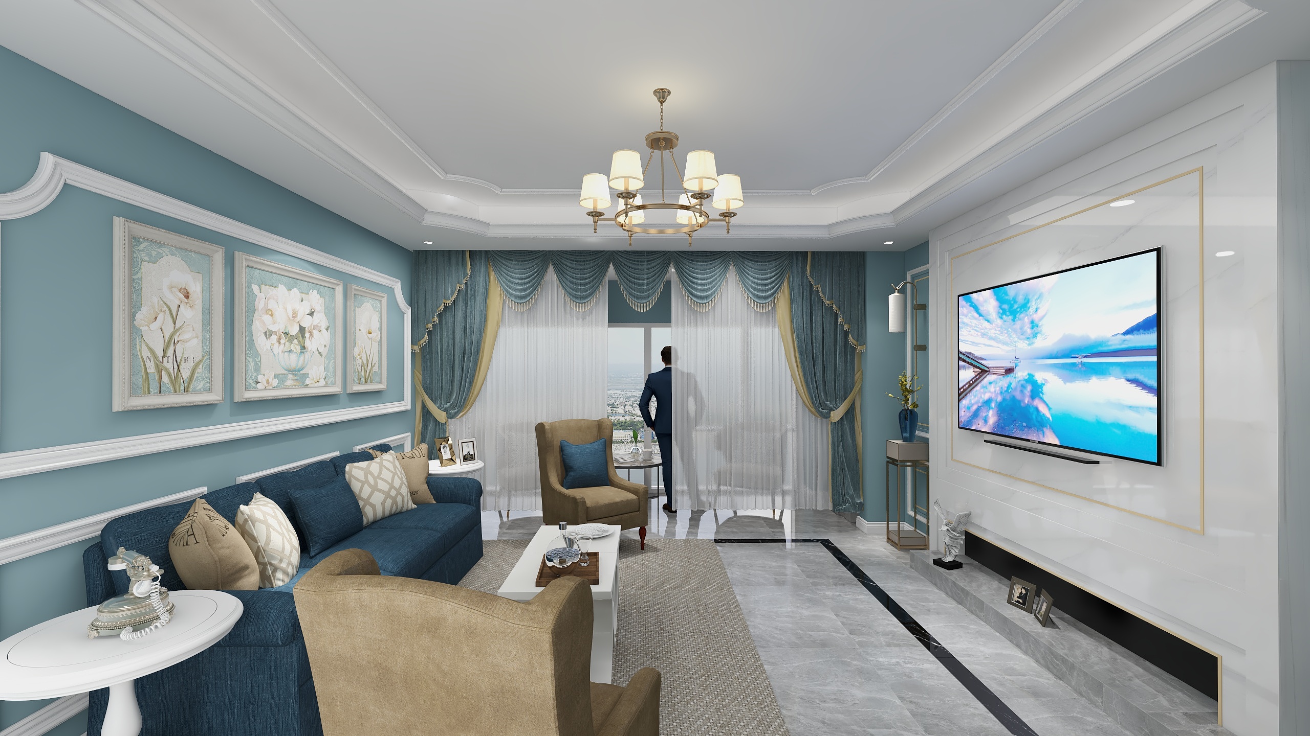 方勇先生-现代美式风格-装修设计方案