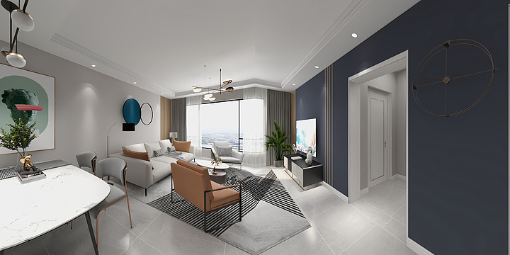 梅设计-山屿湖96平米小鲁-装修设计方案