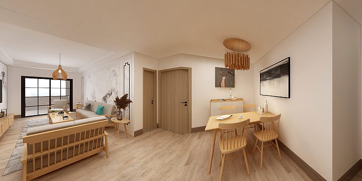 卢绪新17602540085-紫艺华府105三房-日式简欧-装修设计方案