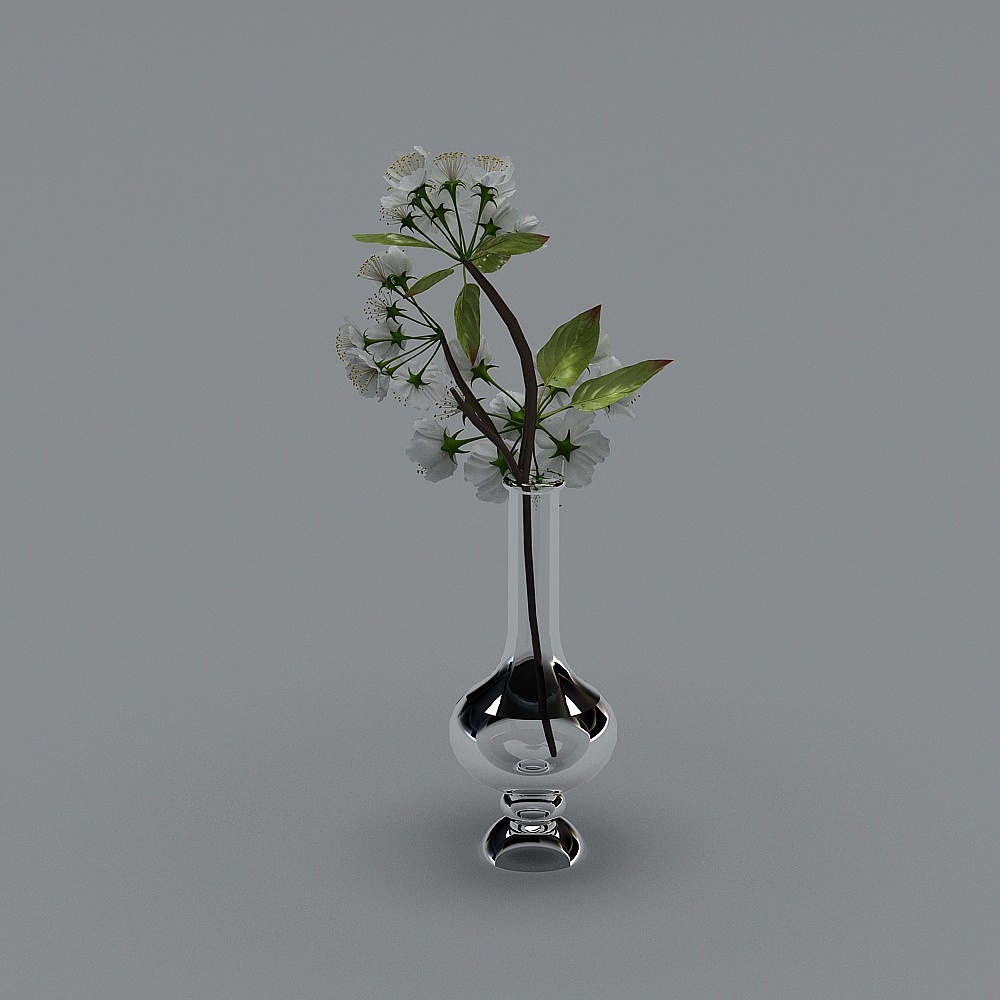 梨花花艺花瓶-43D模型
