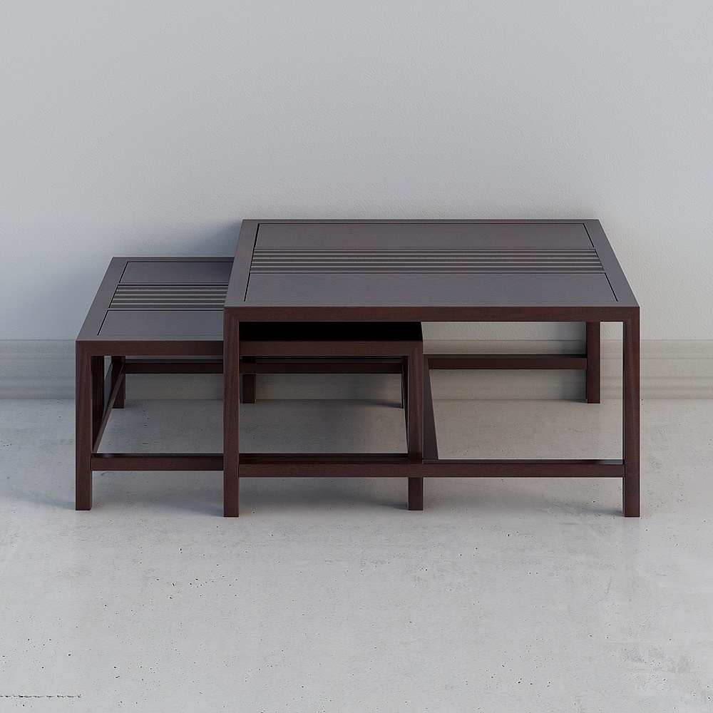 TS-SD-CJ103组合茶几（白蜡木）3D模型
