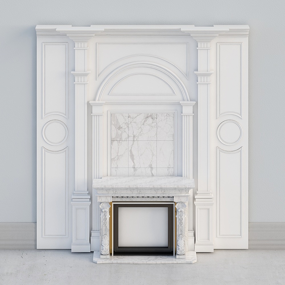 欧式背景墙3D模型