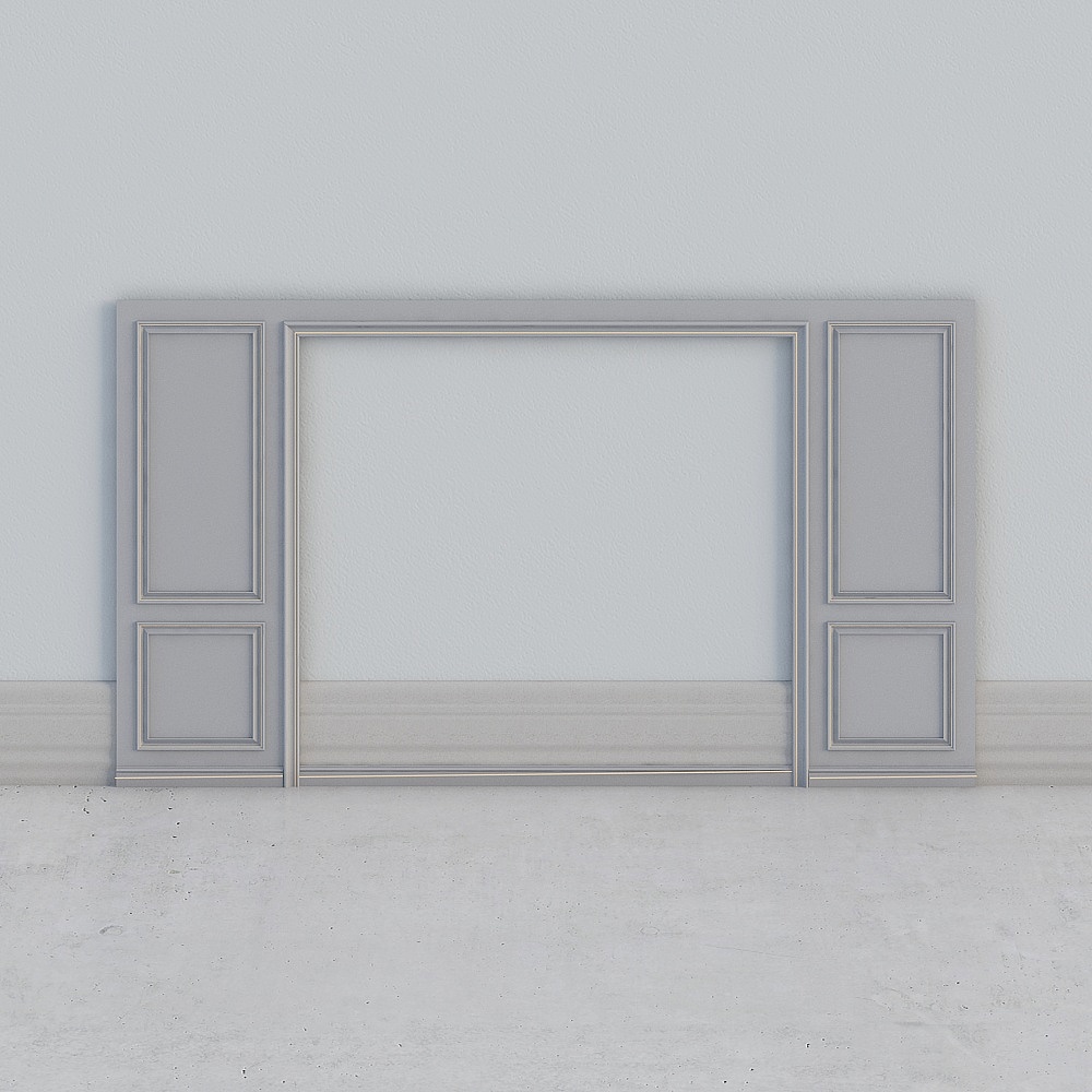 绿途—轻奢深灰色实木背景墙3D模型