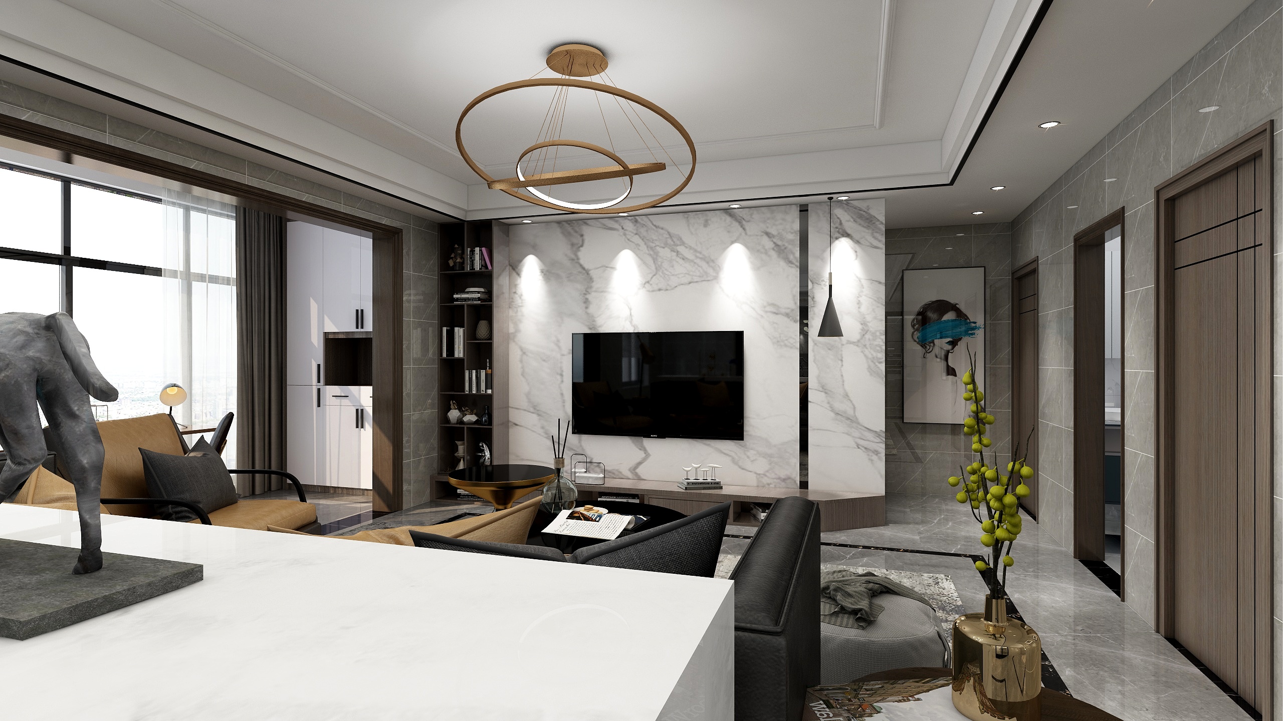 宁嘉文-139平现代黑白灰中央公园-装修设计方案