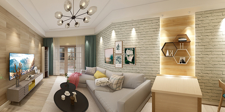 惠州室内装修设计-德信海德公园83.00㎡A2’3室2厅1卫1厨-装修设计方案