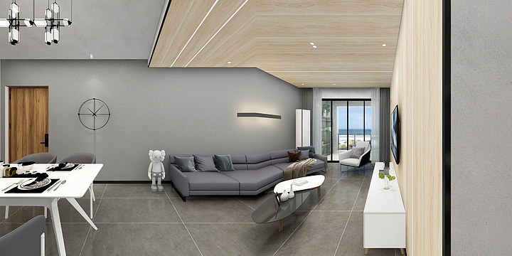 0林圆0-02和04户型70平工业风效果-装修设计方案