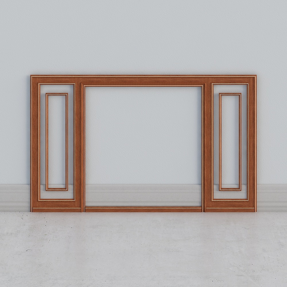 绿途——新中式实木背景墙3D模型