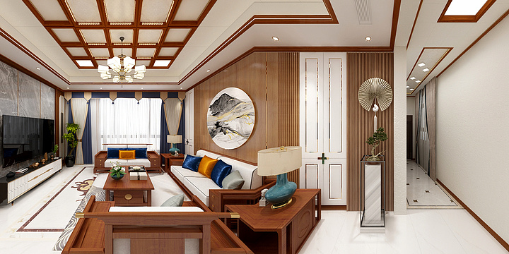 张家界锦绣明天|光学顶墙-黄总别墅-新中式-全屋-装修设计方案