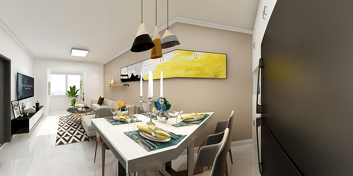 空尘znlz-中滩园70平米效果图-装修设计方案