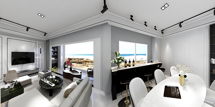 宛18555157913-公园天下天湖湾189平黑白灰-装修设计方案