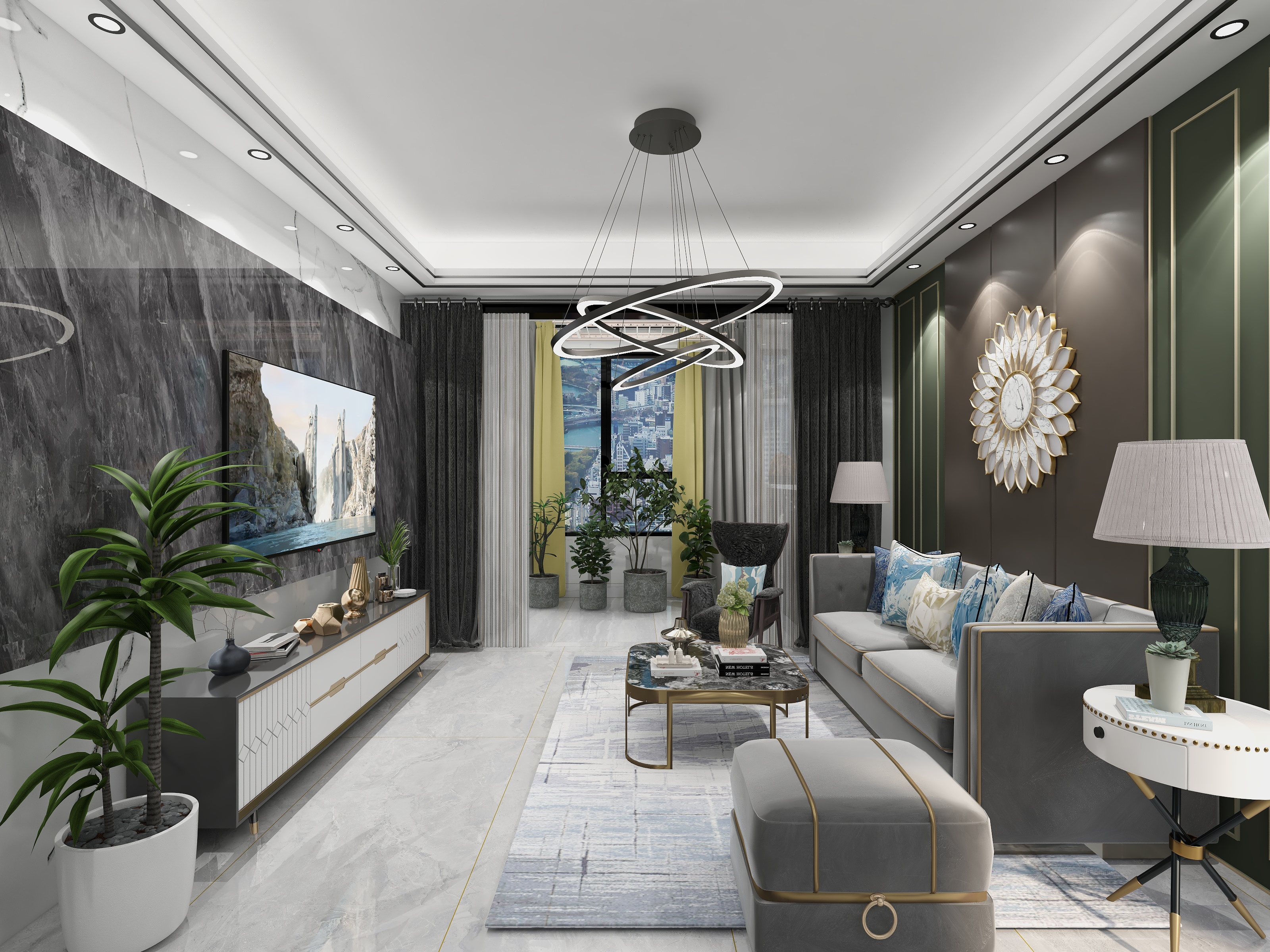 大宅高端定制设计-96方现代三居装修效果图