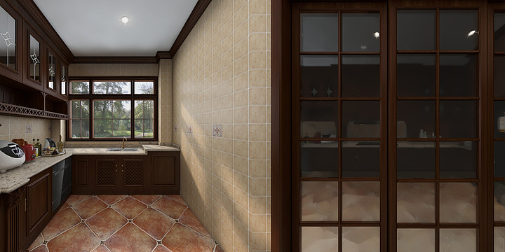居E原创-眉山瓷砖厨房方案二-装修设计方案