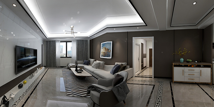 木本设计-117㎡现代黑白灰设计方案-装修设计方案