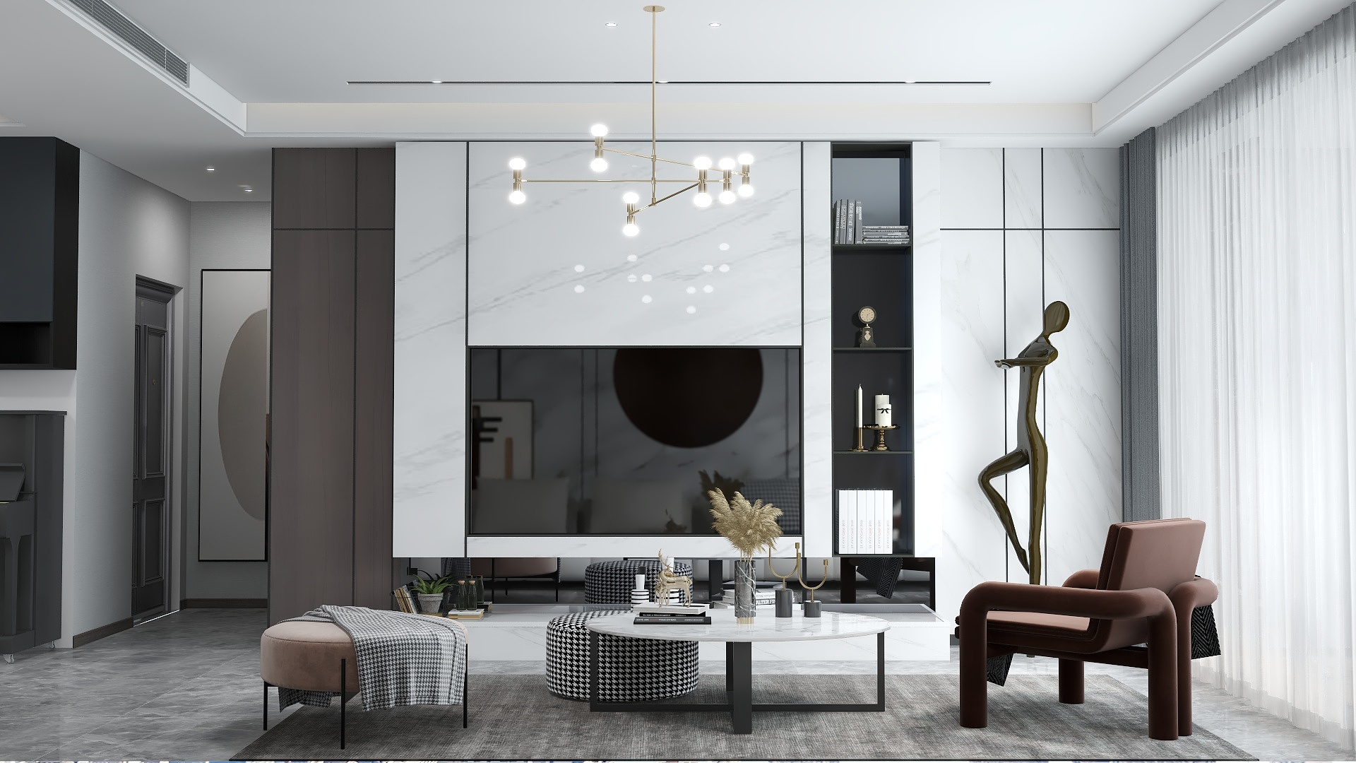 zhanbai-137方现代四居装修效果图