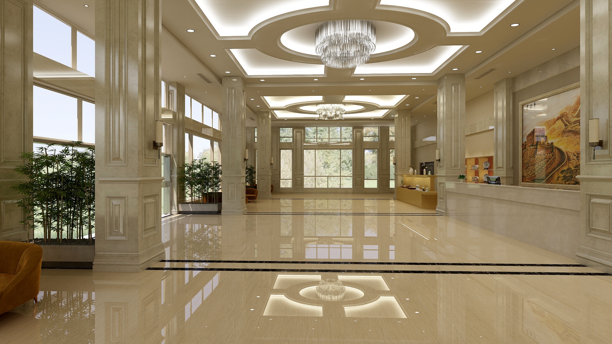 李艳楠设计狮-地方干部培训中心接待大厅-装修设计方案