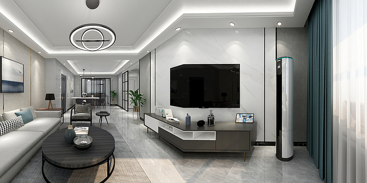 柏壹空间设计-影视墙研发图3-现代灰色简约-装修设计方案