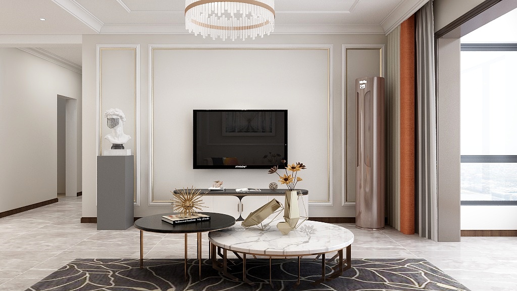 snowsea-金梧桐田姐雅居-电视墙筒灯-装修设计方案