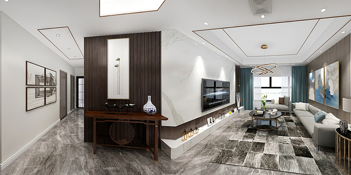 空间设计师姜伟-静天府132中式轻奢-装修设计方案