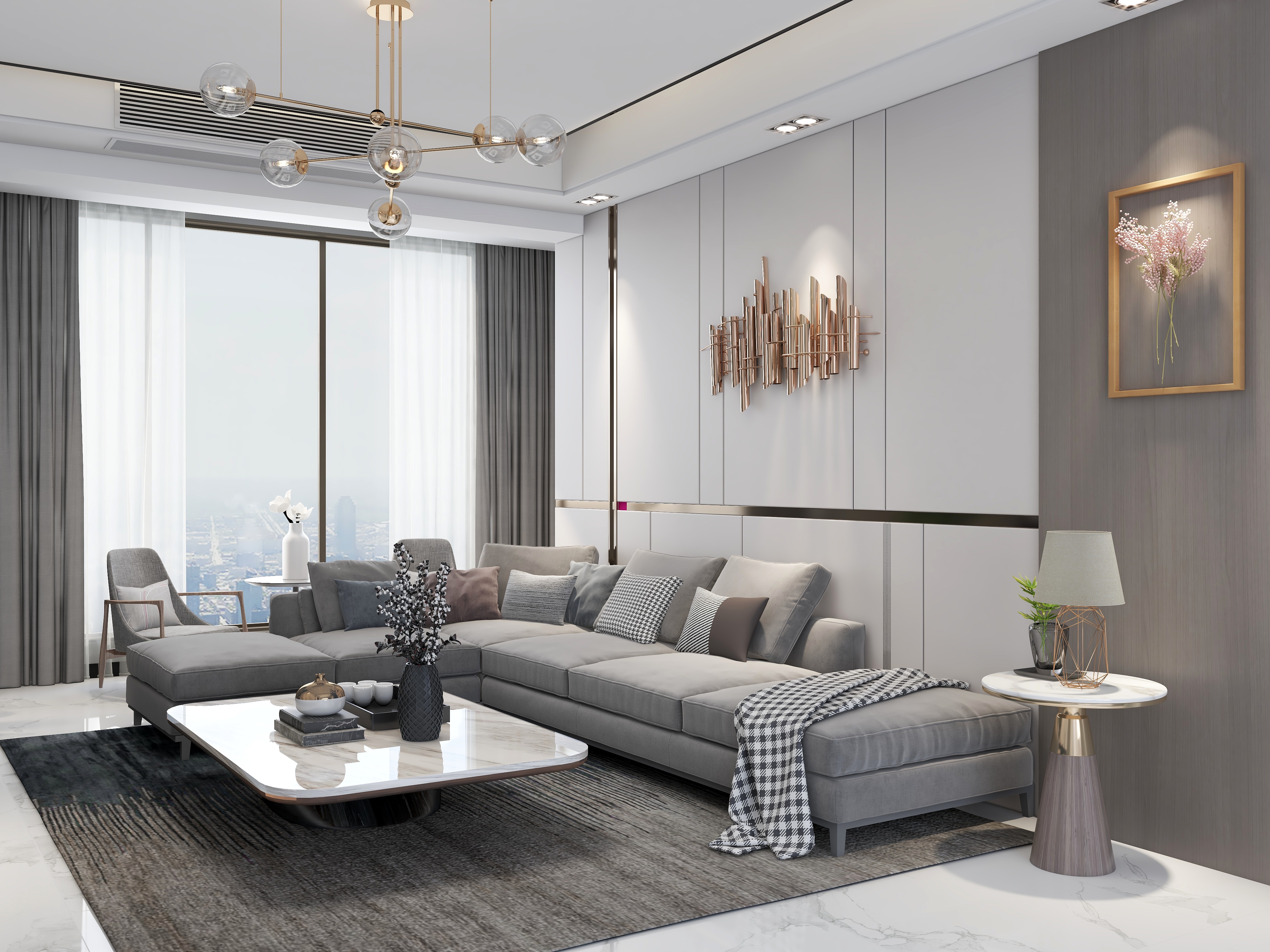 嘉兴昂腾-59方现代客餐厅-副本-装修设计方案