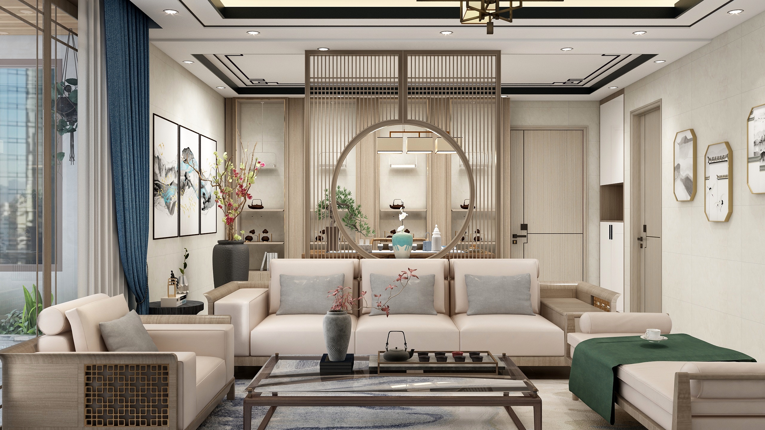 张煜强煜境设计-《情深几许》一150平米简约新中式四房装修效果图