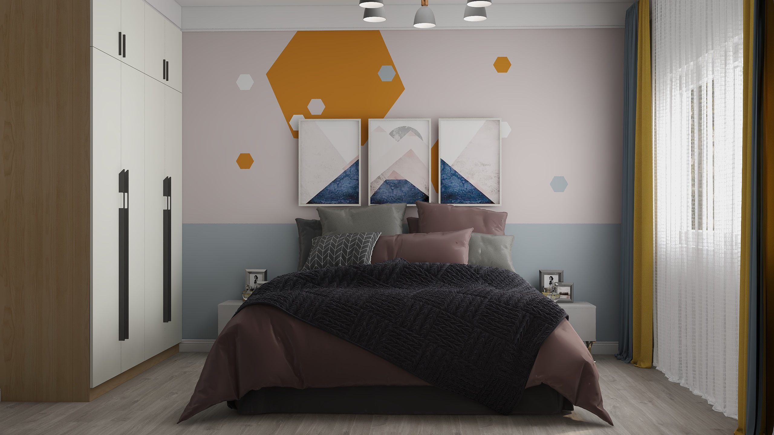 墨染青瓷-德信海德公园83.00㎡A2’3室2厅1卫1厨-装修设计方案