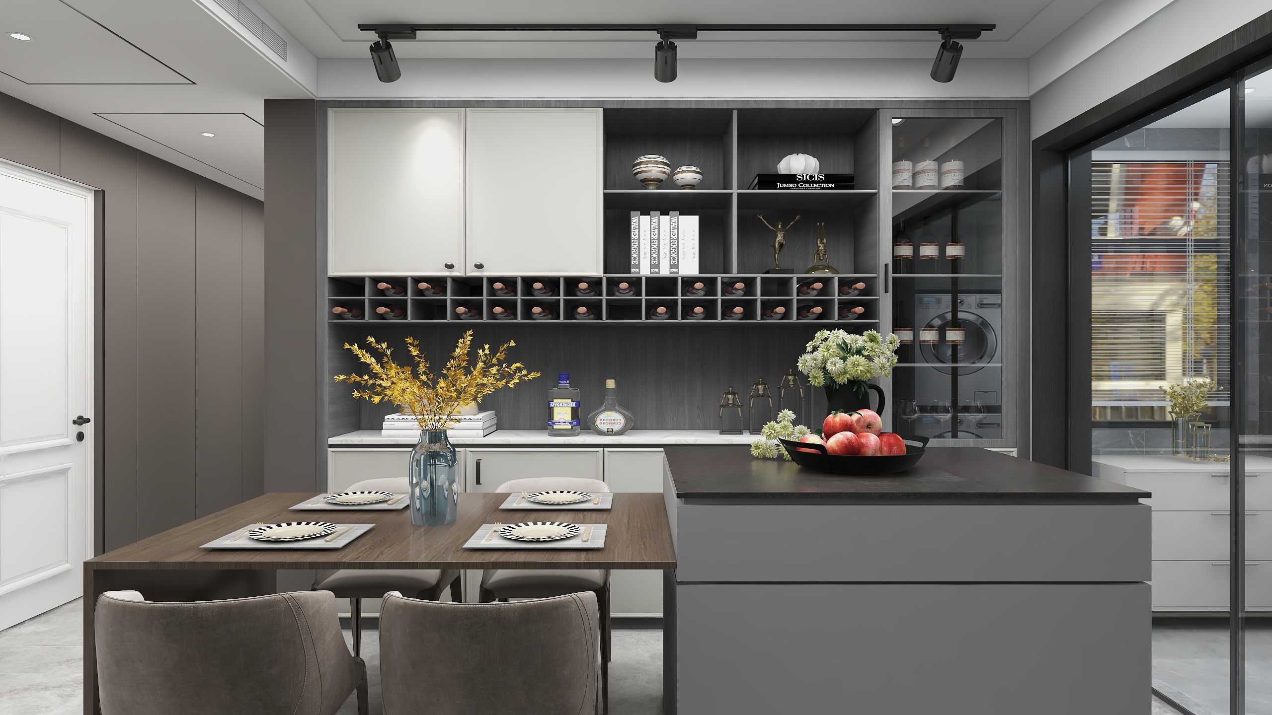 于海淼-现代工业风灰色三居装修效果图