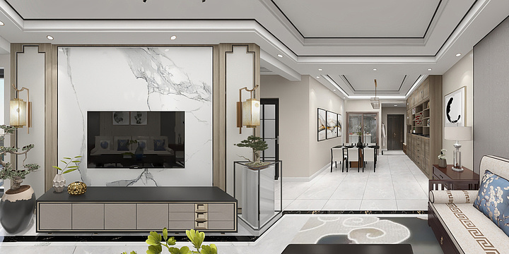 山海室内设计-新中式拉菲公馆-装修设计方案