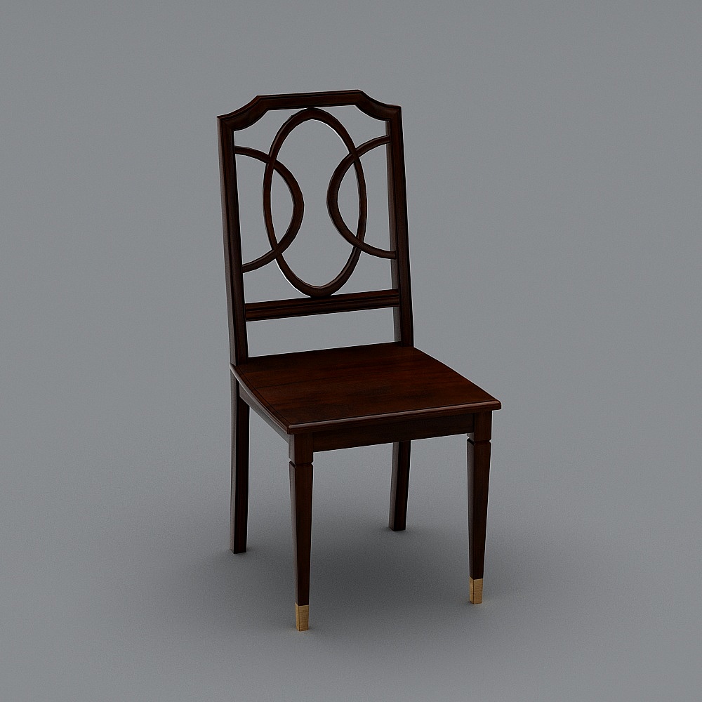 9 HSY-6 实木餐椅3D模型