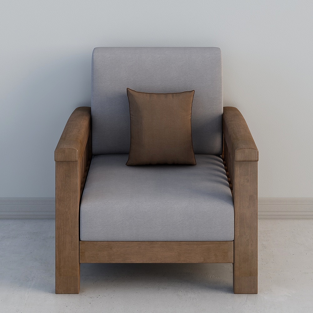 华松居-美式系列M9301-8#组合单人位沙发3D模型