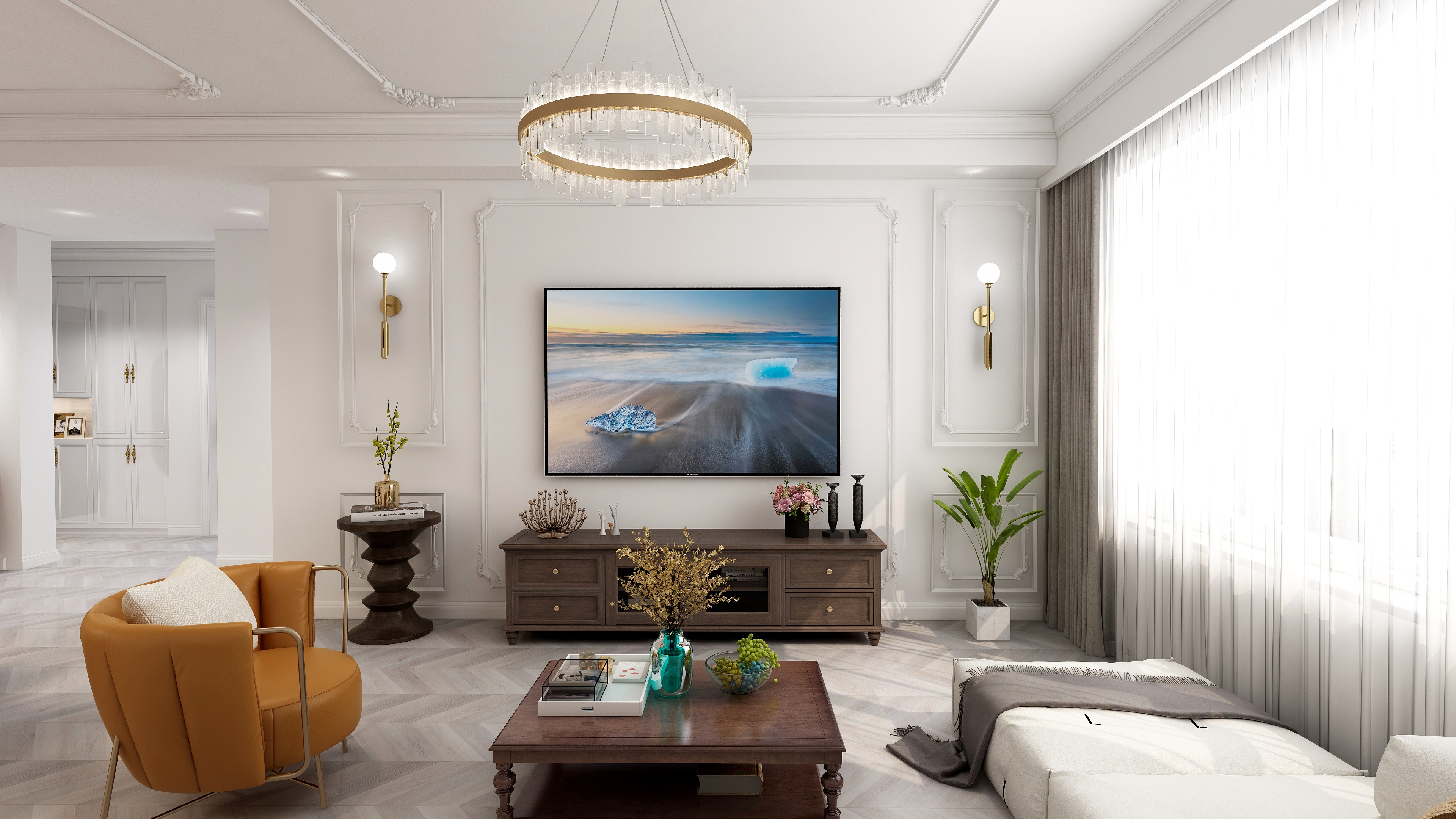 大连幸福家园装饰装修工程有限公司-94方混搭两居装修效果图