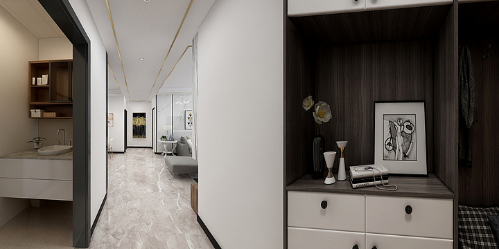 零度空间唐刚-水泉三期套内85平方大户轻奢风-装修设计方案