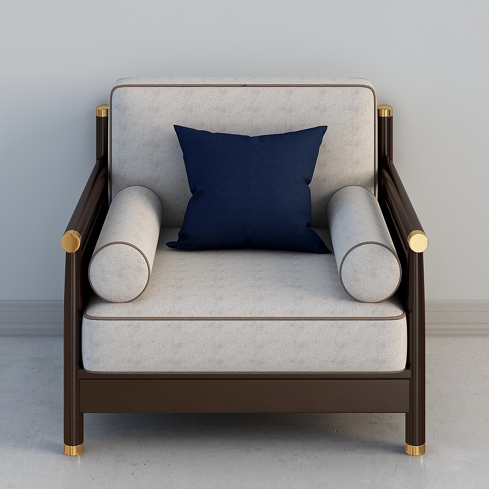 华松居-新中式系列X5301-8#单人位沙发3D模型