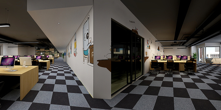 四川九介装饰-成都市雄飞中心21楼，粉笔公司办公室-装修设计方案