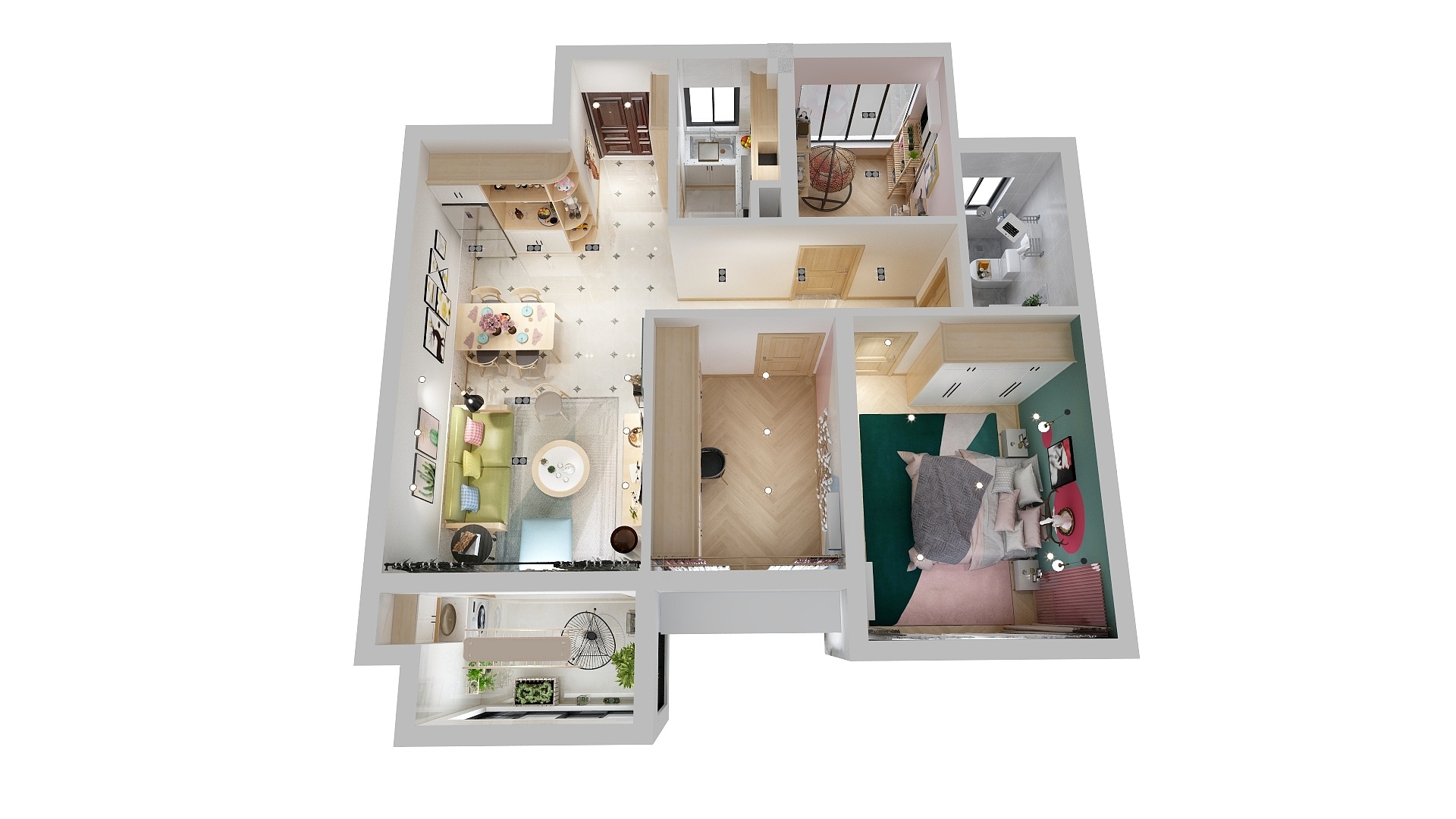 陈末m-原木色家具无主灯北欧设计，德信海德公园83.00㎡A2-装修设计方案