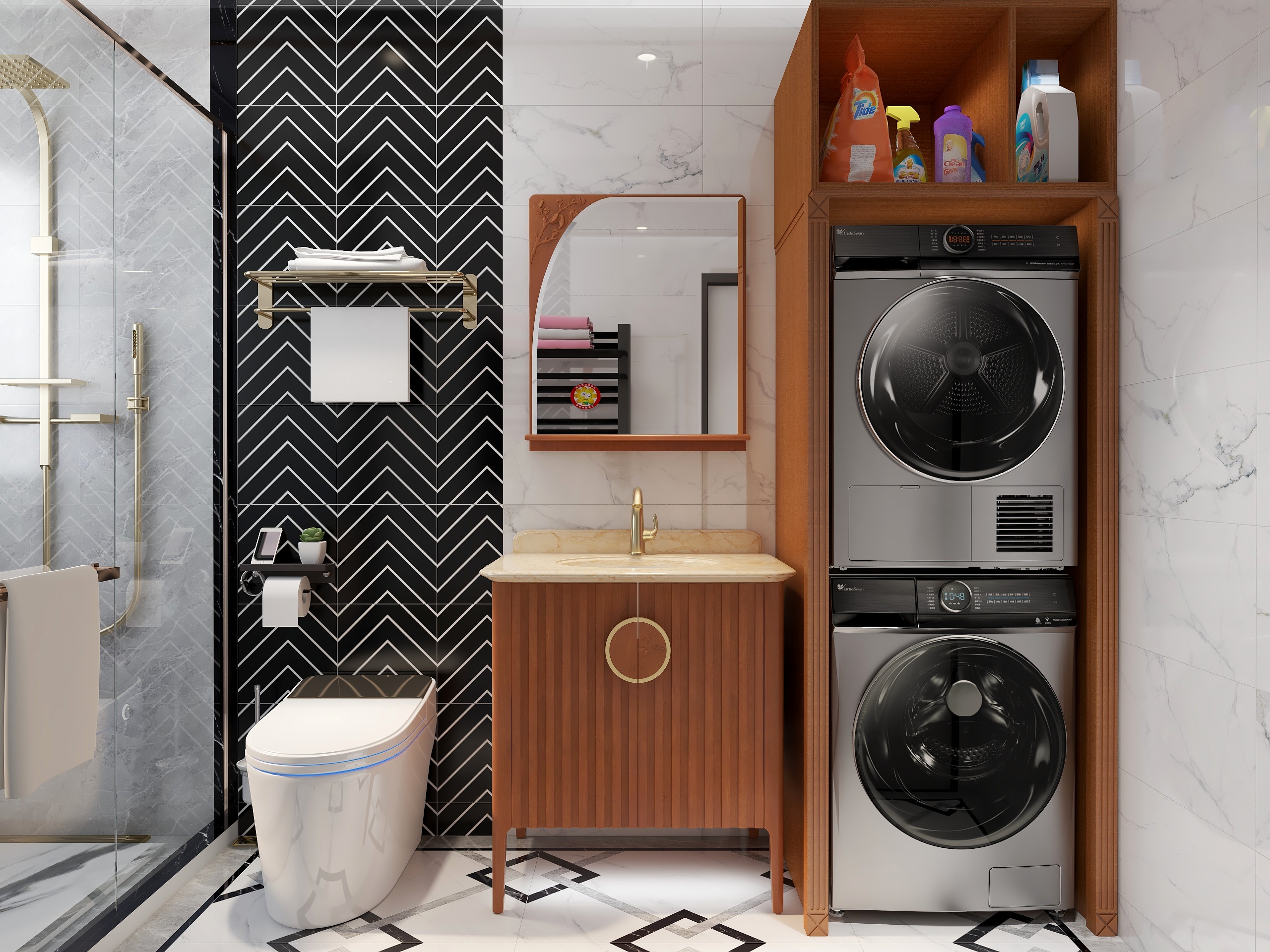 刘自阔-卫生间洗护效果图-装修设计方案