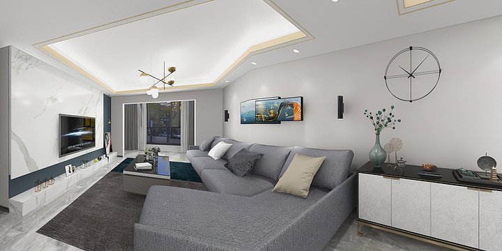 筑简设计-轻奢-茂县雪花井印象-鑫房居装饰样板房-装修设计方案