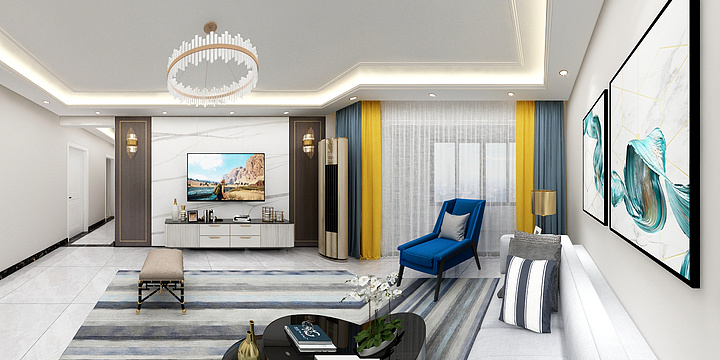 千翼设计灵灵-千翼厚泽：绿地百花3号楼134张哥效果图-装修设计方案