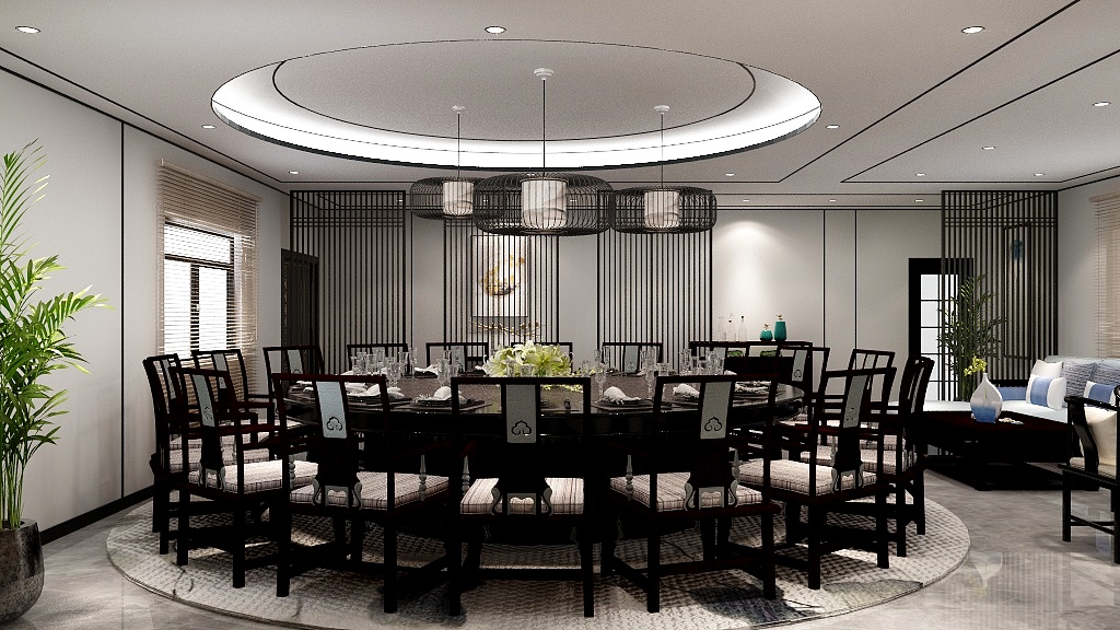 设计删-嘉美瑞总部新中式餐厅-装修设计方案
