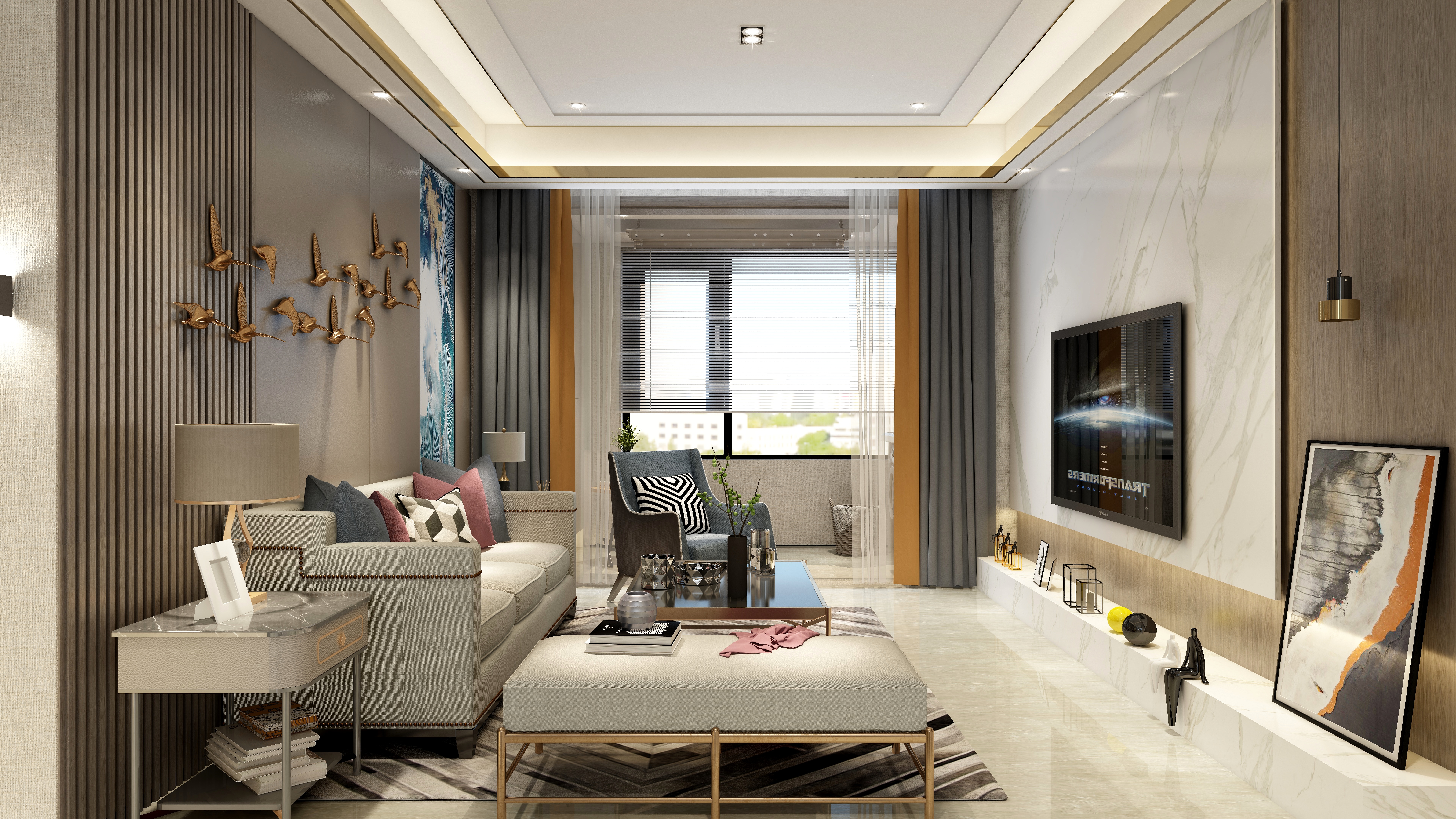 张煜强煜境设计-FUN空计划：港式轻奢四房装修效果图