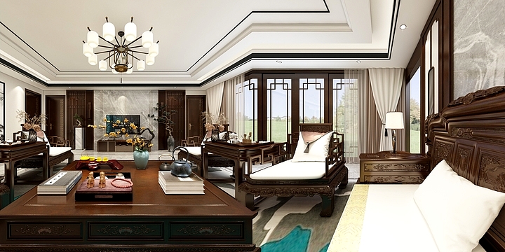 天沃装饰月下孤舟影成双-新中式精装房-副本-装修设计方案