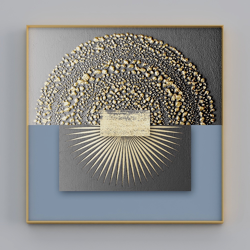 臣萱全屋配画-现代客厅装饰画-单幅-抽象画H3D模型